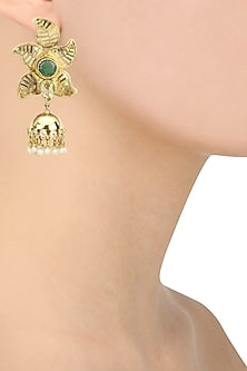 Gold Plated Jhumki Drop Textured Earrings