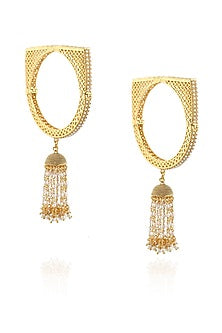 Set of 2 Gold bangles with pearls & polki
