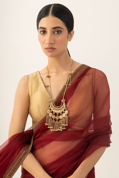 Antique Gold Plated Faux Pearl Necklace