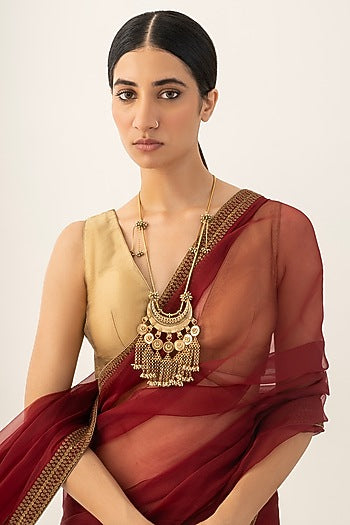 Antique Gold Plated Faux Pearl Necklace