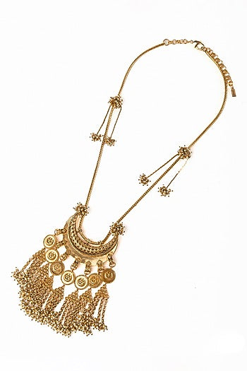 Antique Gold Plated Faux Pearl Necklace