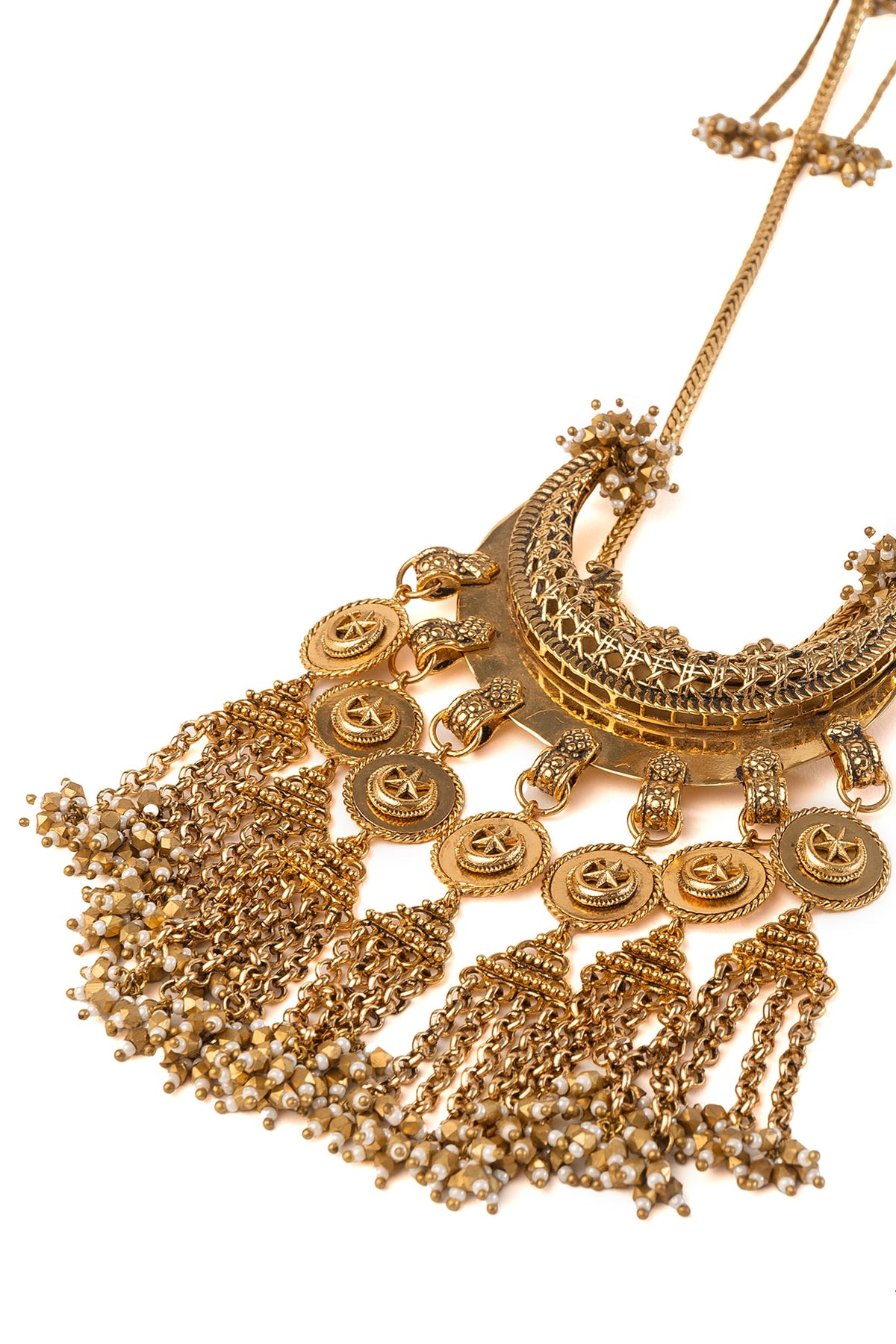 Antique Gold Plated Faux Pearl Necklace