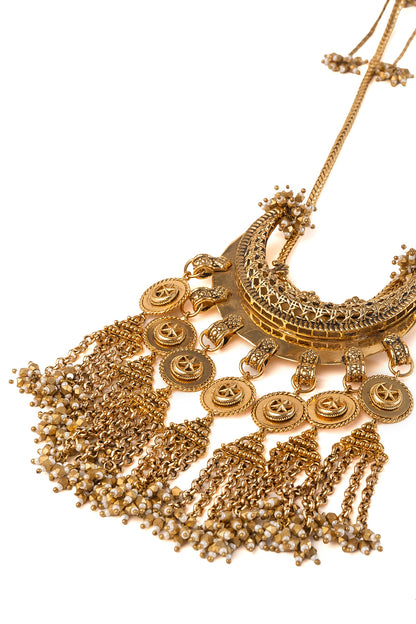 Antique Gold Plated Faux Pearl Necklace