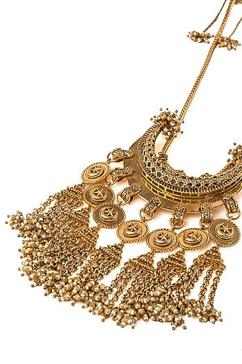Antique Gold Plated Faux Pearl Necklace