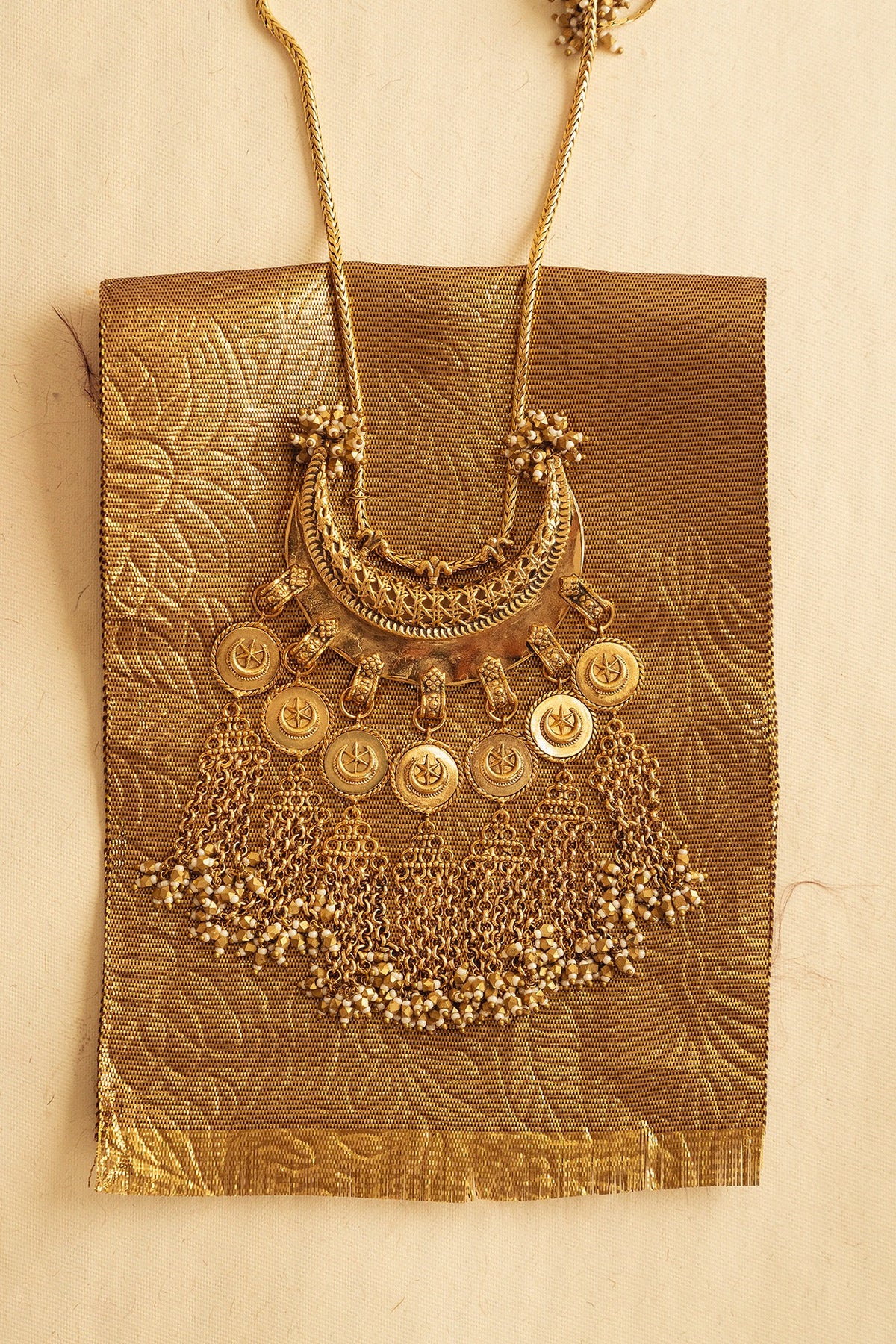 Antique Gold Plated Faux Pearl Necklace