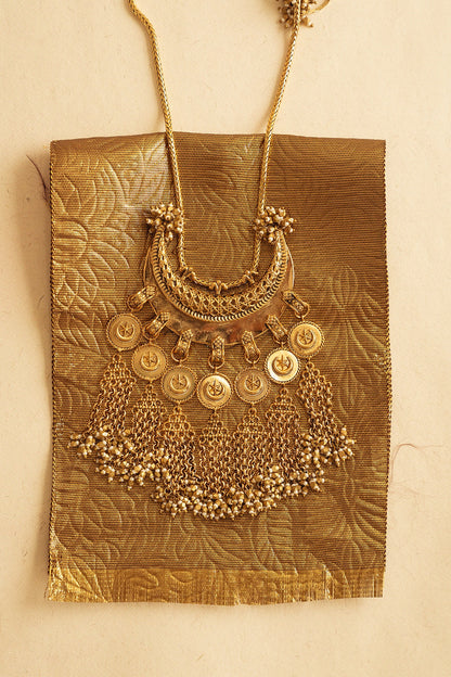 Antique Gold Plated Faux Pearl Necklace