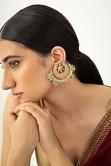 Gold Plated Faux Pearl Stud Earrings