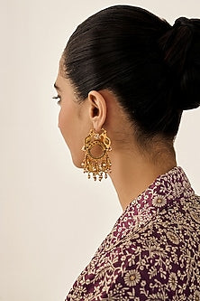 Gold Plated Faux Pearl Dangler Earrings