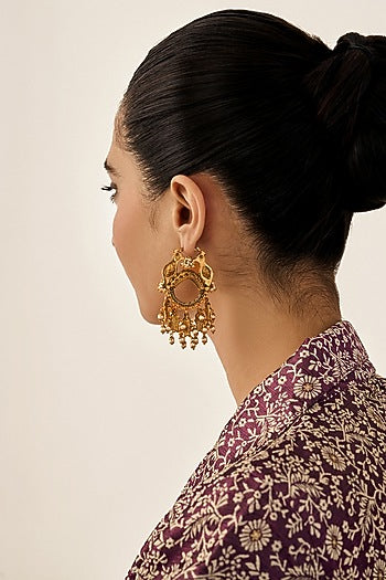 Gold Plated Faux Pearl Dangler Earrings