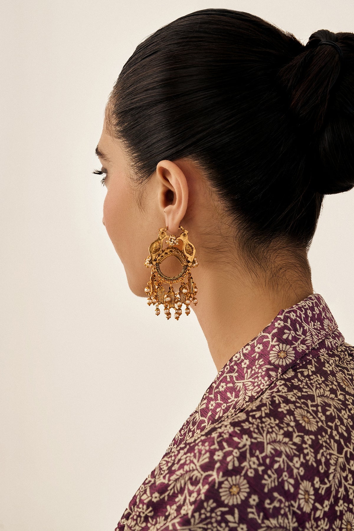 Gold Plated Faux Pearl Dangler Earrings