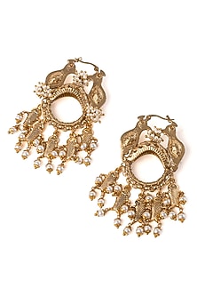 Gold Plated Faux Pearl Dangler Earrings