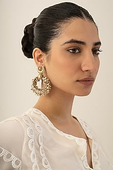 Gold Plated Faux Pearl Dangler Earrings