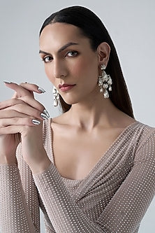 Silver Chrome Finish Handcrafted Dangler Earrings