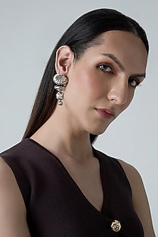 Silver Chrome Finish Handcrafted Dangler Earrings