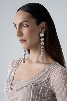 Silver Chrome Finish Dangler Earrings