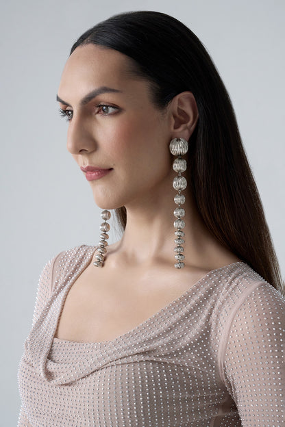Silver Chrome Finish Dangler Earrings