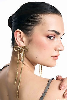 Gold Plated Cubic Zirconia & Faux Pearl Dangler Earrings