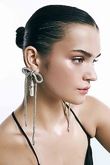 Silver Plated Chaton Stone & Cubic Zirconia Dangler Earrings