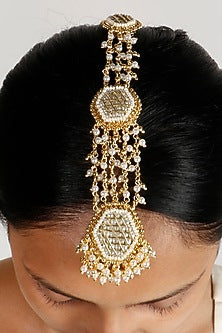 Gold Plated Pearl Maang Tikka