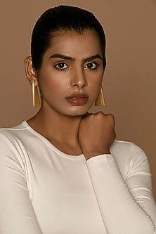 Gold Finish Dangler Earrings In Brass