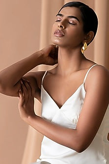 Gold Finish Shell Dangler Earrings