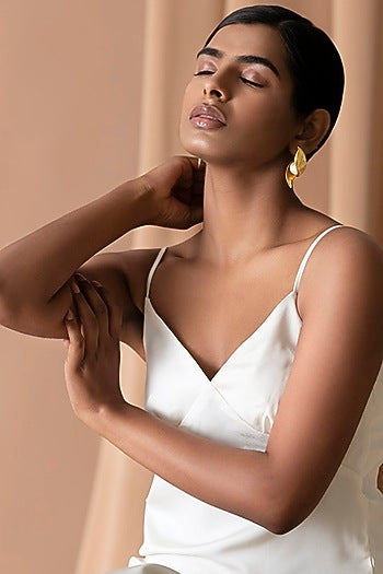 Gold Finish Shell Dangler Earrings