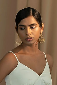 Gold Finish Chandelier Earrings In Sterling silver