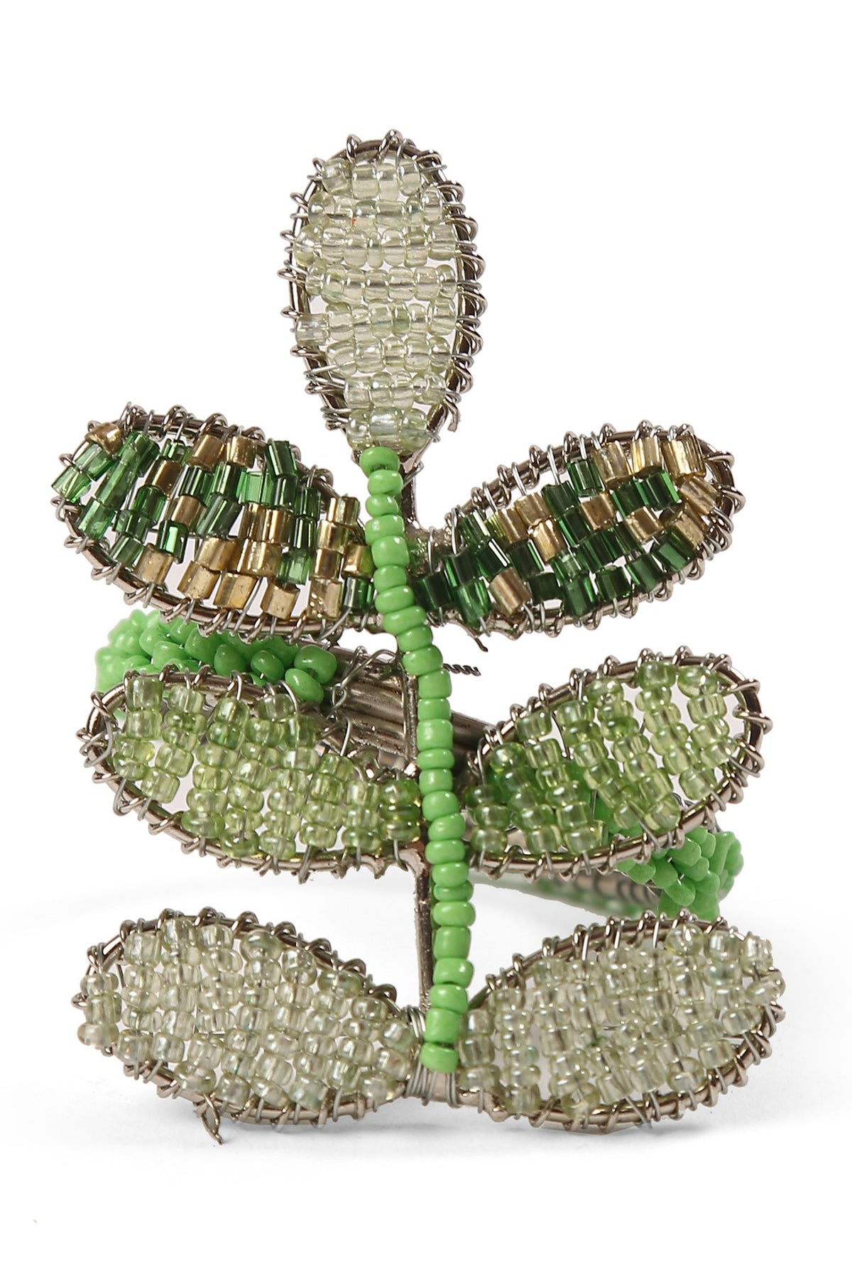 Floral Beaded Napkin Rings (Set of 4)
