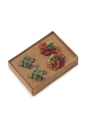 Floral Beaded Napkin Rings (Set of 4)