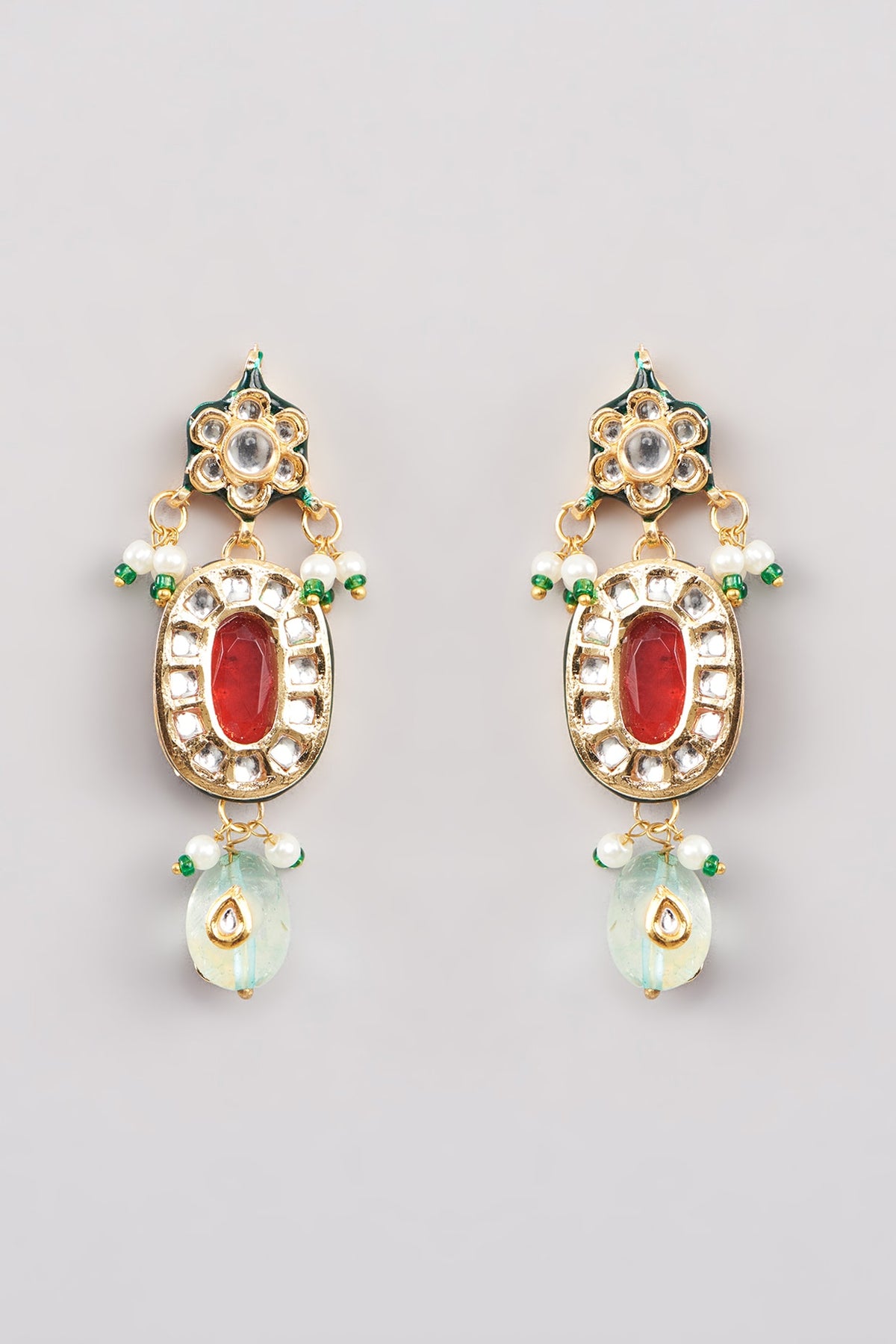 Gold Finish Kundan Polki & Multi-Colored Beaded Long Necklace