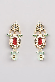 Gold Finish Kundan Polki & Multi-Colored Beaded Long Necklace