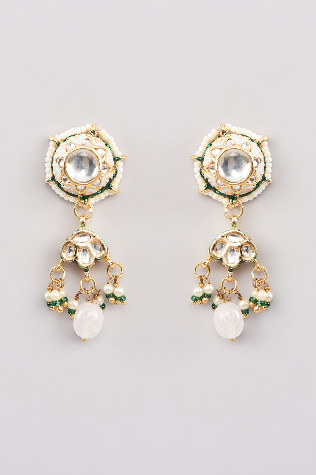 Gold Finish Multi-Colored Kundan Polki Choker Necklace Set