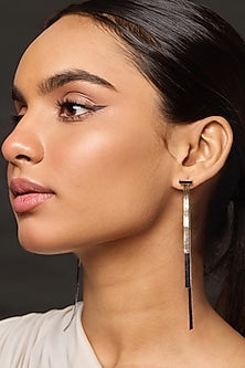 Gold Finish Statement Dangler Earrings