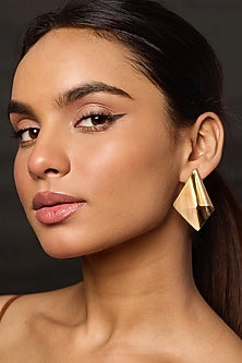 Gold Finish Statement Dangler Earrings