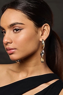 Gold Finish Statement Dangler Earrings