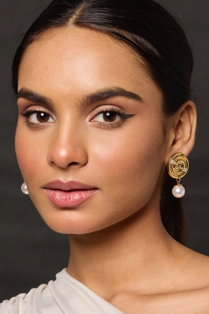Gold Finish Statement Stud Earrings