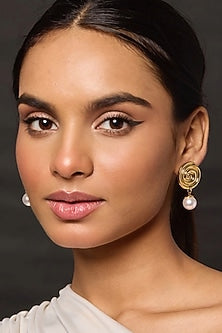 Gold Finish Statement Stud Earrings