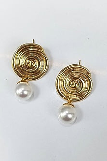 Gold Finish Statement Stud Earrings