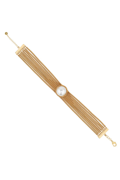 Gold Pearl Chained Choker 