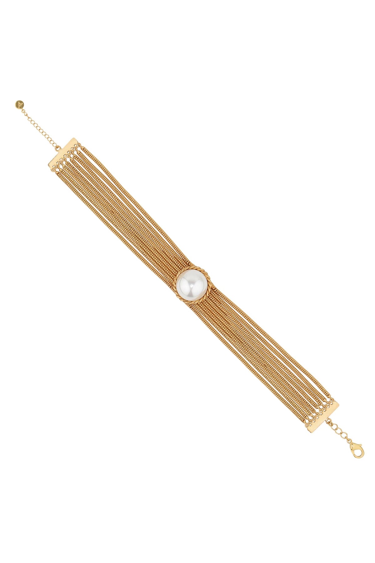 Gold Pearl Chained Choker 