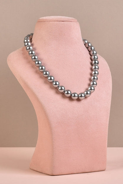 Silver Pearl Embellished Necklace 