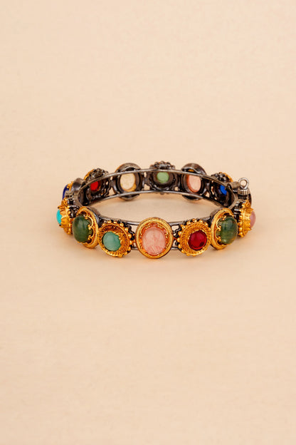 Gold Plated Navratna Stone Bangle