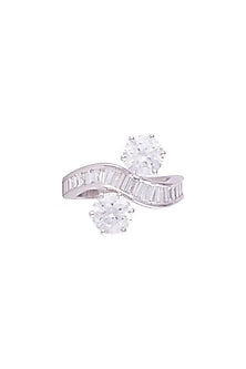 White Finish 925 Sterling Silver Swarovski Zircon Solitaire Ring