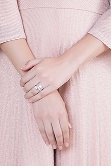White Finish 925 Sterling Silver Swarovski Zircon Solitaire Ring