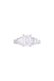 White Finish 925 Sterling Silver Swarovski Solitaire Ring