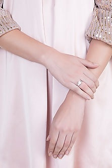 White Finish 925 Sterling Silver Swarovski Solitaire Ring