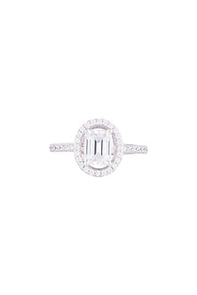 White Finish 925 Sterling Silver Swarovski Zircon Solitaire Diamond Ring