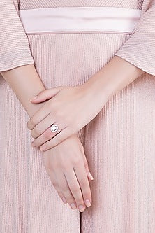 White Finish 925 Sterling Silver Swarovski Zircon Solitaire Diamond Ring