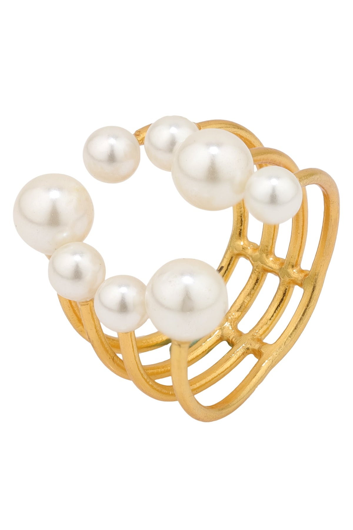 Gold Pearl Embellished Designer Ring 