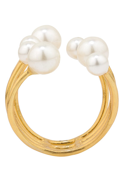 Gold Pearl Embellished Designer Ring 